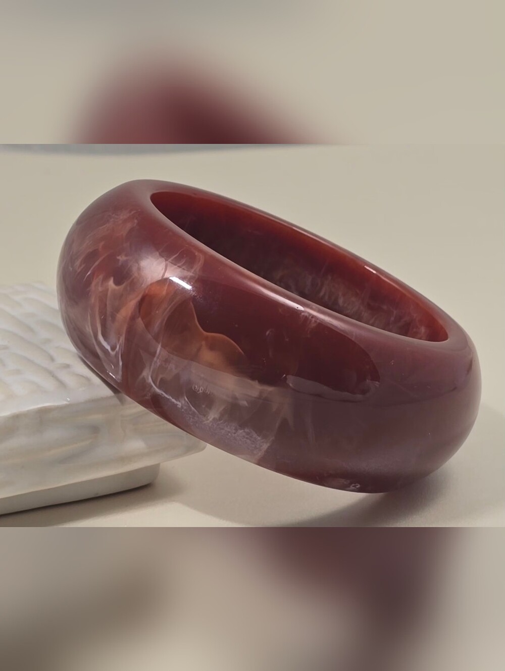 Marbled Deep Burgundy Resin Bangle Bracelet
